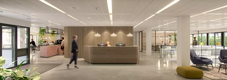 Artist impression interieur kantoor lobby