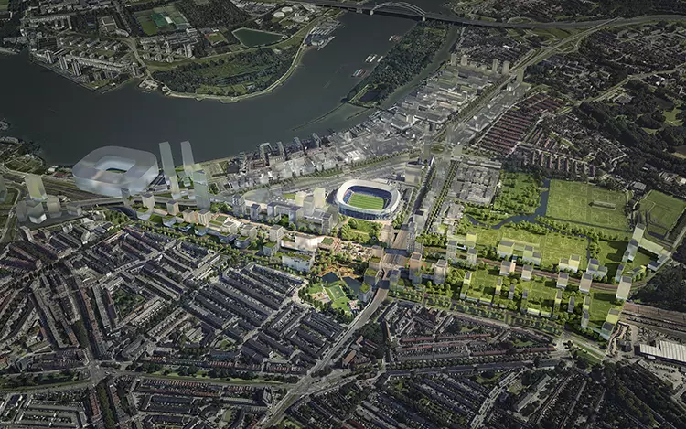 Artist impression vogelvlucht Feyenoord XL