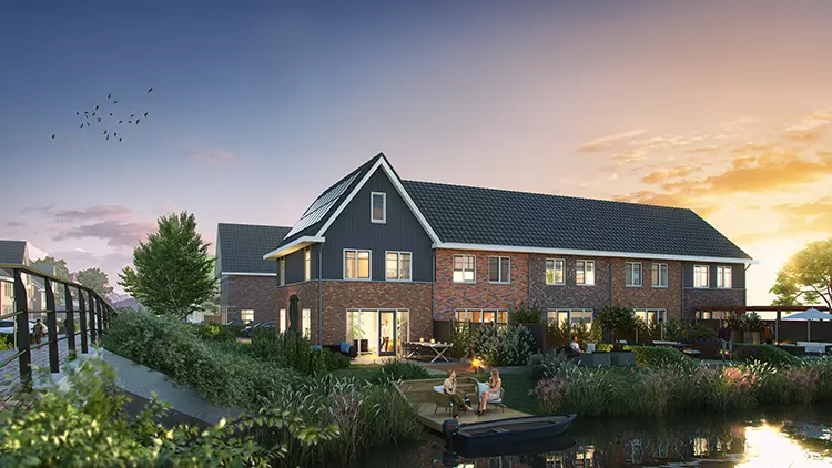 Artist impression woningbouw avond