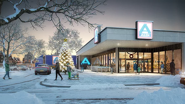 Artist impression Aldi winter kerst