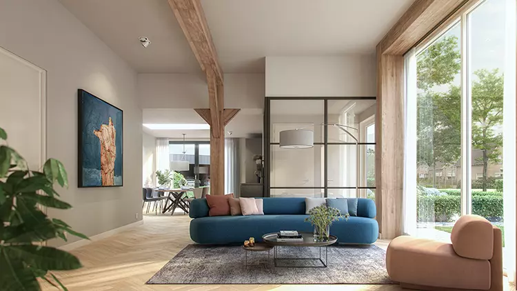 Artist impression interieur woonkamer