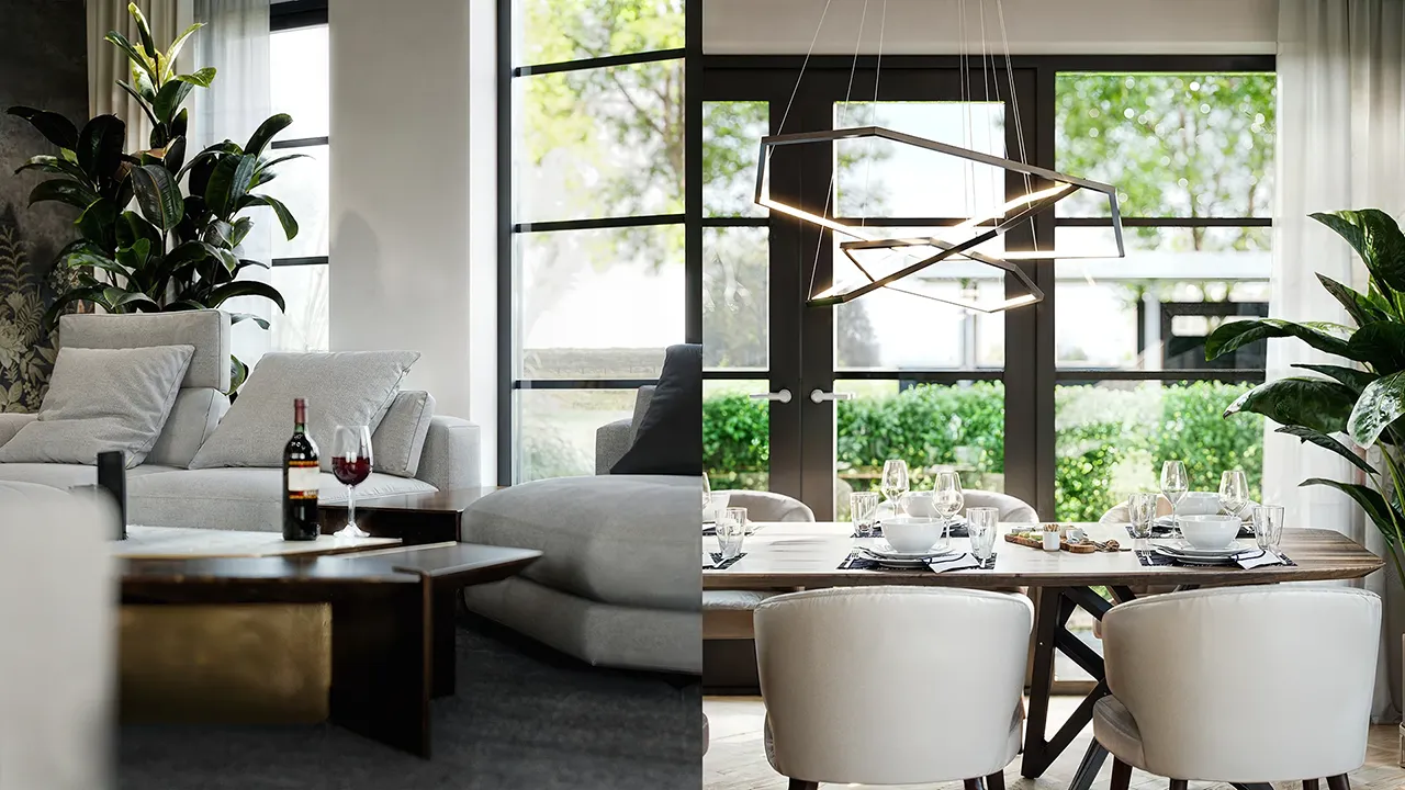 3D visualisatie van het interieur van nieuwbouw